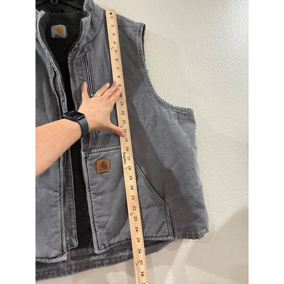 Carhartt V33 GVL Sherpa-lined mock-neck vest in gravel or grey men's 2x Full zip - Picture 8 of 8